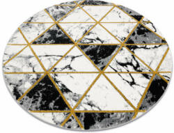 Glamour EMERALD szőnyeg 1020 kör - glamour, elegáns márvány, háromszögek fekete / arany kör 160 cm (AF504)