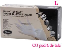 Ro. ial Manusi latex albe CU pudra 100buc L - ROIAL