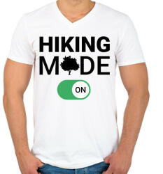printfashion Hiking mode on! - Férfi V-nyakú póló - Fehér (11449849)