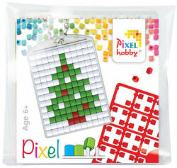 Pixelhobby Pixel kulcstartókészítő szett 1 kulcstartó alaplappal, 3 színnel, karácsonyfa (PXL-23052)