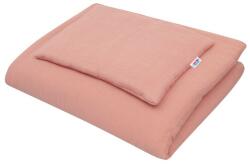 New Baby - Muszlin ágynemű szett kiságyba töltettel 100x70 cm rózsaszín