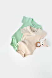 BabyCosy Set 2 body-uri bebe unisex -100% bumbac organic - Mint/Stone, Baby Cosy (Marime: 3-6 Luni) (BC-CSYW1003-3) - esell