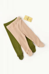 BabyCosy Set 2 pantaloni cu botosei bebe unisex din bumbac organic si modal - Verde/Blush, Baby Cosy (Marime: 3-6 Luni) (CSYM11604-3)