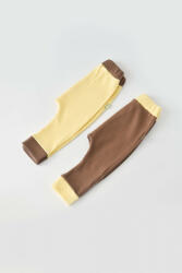 BabyCosy Set 2 pantaloni Ribana Bebe Unisex din bumbac organic si 5%elastan - Vanilie/Maro (Marime: 3-6 Luni) (BC-CSYR4003-3)