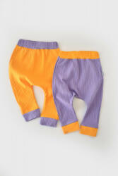 BabyCosy Set 2 pantaloni Ribana Bebe Unisex din bumbac organic si 5%elastan - Galben/Mov (Marime: 6-9 luni) (BC-CSYR4002-6)