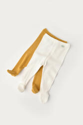 BabyCosy Set 2 pantaloni cu botosei bebe unisex din bumbac organic si modal - Mustar/Ecru, Baby Cosy (Marime: 3-6 Luni) (CSYM11601-3)
