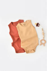 BabyCosy Set 2 body-uri fara maneci bebe unisex -100% bumbac organic - Mustar/ Scortisoara, Baby Cosy (Marime: 12-18 Luni) (BC-CSY3020-12)