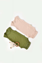 BabyCosy Set 2 body-uri fara maneci bebe unisex din bumbac organic si modal - Verde/Blush, Baby Cosy (Marime: 6-9 luni) (BC-CSYM11112-6)