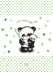  Babastar puha 2 ékes pelenkázó lap 50*70 cm - zöld panda és mamája - babastar