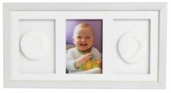 Baby HandPrint - Kit mulaj cu dubla amprenta, Double Memory Frame, Cu rama foto 10x15 cm, Alb