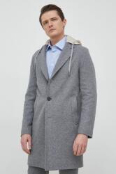 HUGO BOSS kabát gyapjú keverékből szürke, átmeneti, oversize - szürke 50