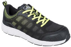 Portwest FT15 Steelite Tove Trainer munkavédelmi félcipő fekete/zöld színben S1P (FT15BGN40)