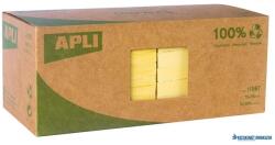 APLI Öntapadó jegyzettömb, 75x75 mm, 100 lap, újrahasznosított, APLI "Classic", sárga (LNP11987) - kecskemetirodaszer