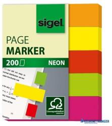 Sigel Jelölőcímke, papír, 5x40 lap, 12x50 mm, SIGEL "Neon Mini", vegyes szín (SIHN655) - kecskemetirodaszer