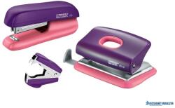 Rapid Tűzőgép, lyukasztó és kapocskiszedő szett, 10 lap, RAPID "F5 Mini", lila/barack (E5000372) - kecskemetirodaszer