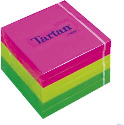 Tartan Öntapadó jegyzettömb, 76x76 mm, 100 lap, 6 tömb/cs, TARTAN, vegyes neon színek (LPT7676N) - kecskemetirodaszer