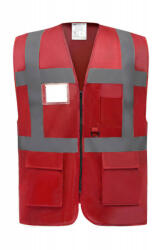Yoko Uniszex ujjatlan Biztonsági mellény munkaruha Yoko Fluo Executive Waistcoat XL, Piros