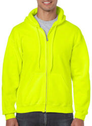 Gildan Férfi Pulóver Kapucnis Hosszú ujjú Gildan Heavy Blend Adult Full Zip Hooded Sweat - M, Safety zöld
