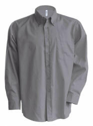 Kariban Férfi ing Kariban KA533 Men'S Long-Sleeved Oxford Shirt -5XL, Oxford Silver