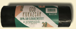Cleaneco 100% újrahasznosított hulladékgyűjtő zsák 30 liter - 50x60cm, 25db/roll fekete (HZS3012)
