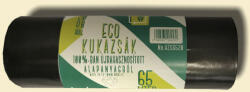 Cleaneco 100% újrahasznosított hulladékgyűjtő zsák 65 liter - 60x70cm, 14MIK, fekete (HZS6520)
