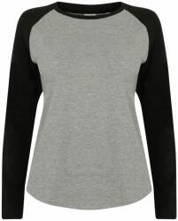 SF (Skinnifit) Tricou bicolor cu mânecă lungă pentru femei - Gri prespălat / neagră | XL (SK271-1000224579)