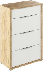 Mobikon Comoda 4 sertare mdf stejar alb Rioma 75x38x112.2 cm (0000354605) Comoda