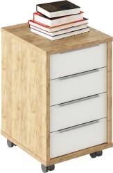 Mobikon Comoda 3 sertare mdf natur stejar alb Rioma 43x48x66.7 cm (0000354587) Comoda