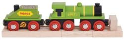 Bigjigs Toys Zöld gőzmozdony szeneskocsival (RTBJT419)