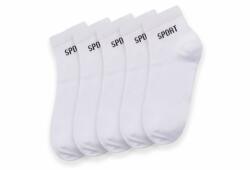 Mr. Pamut férfi köztes szárú sport zokni, 5 páras csomagban, fehér-39-42 (MP3008B-39)