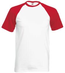 Fruit of the Loom F76 környakas baseball póló, VALUEWEIGHT SHORT SLEEVE BASEBALL T, White/Red - 2XL (F760510)