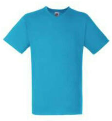 Fruit of the Loom F08 V-nyakú pamut póló, VALUEWEIGHT V-NECK T, Azure - M (F082107)