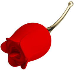 Pretty Love Rose Lover Clitoral Vibrator with Licking Stimulator Gold & Red Vibrator