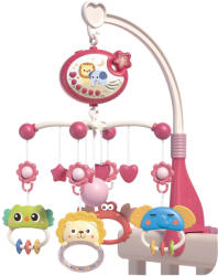 Majlo Toys Music Mobile rózsaszín kiságy feletti körforgó vetítővel és távirányítóval