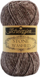 Scheepjes Stone Washed 829 Obsidian - barna pamut keverék fonal