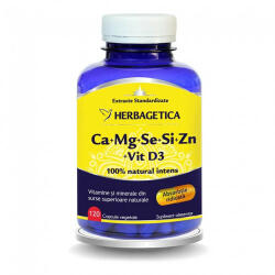 Herbagetica Ca+Mg+Se+Si+Zn cu vitamina D3, 120cps, Herbagetica