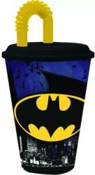  Batman Szívószálas pohár, műanyag 430 ml BPA Mentes