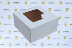 Szidibox Karton Süteményes doboz, tortadoboz, fehér, ablakos, ételcsomagolás 22x22x11cm P697 (SZID-01274)