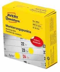 Avery Etikett AVERY 3852 öntapadó jelölőpont adagoló dobozban sárga 10mm 800 jelölőpont/doboz (3852) - irodaszer