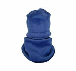 KidsDecor - Set caciula cu protectie gat Fleece Blue pentru copii 6-18 luni, din bumbac (CPF618BLU)