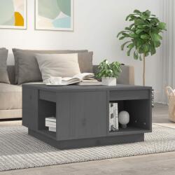 vidaXL Măsuță de cafea, gri, 60x61x32, 5 cm, lemn masiv de pin (814531) Masa de cafea