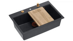 Quadron Chiuveta Granit Workstations MARK Quadron cu dozator+tocator lemn+capac scurgere culaore antracit cupru (5904310995092)