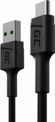Green Cell KABGC25 PowerStream USB-A - USB-C 30cm Fekete 30 cm USB kábel
