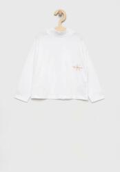 Calvin Klein longsleeve din bumbac pentru copii culoarea alb, cu turtleneck 9BYY-BUG00M_00X