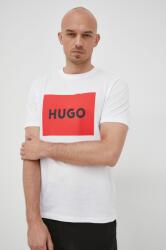Hugo tricou din bumbac culoarea alb, cu imprimeu PPYY-TSM27H_00X