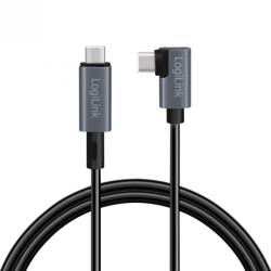 LogiLink Cablu USB 2.0 type C unghi/drept E-mark T-T 60W 1m, Logilink CU0182 (CU0182)
