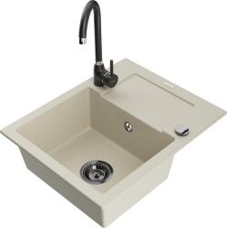 Mexen Enzo, gránit mosogató 576x465x174 mm, 1 kamrás, fekete Telma csaptelep, bézs, 6506-69-670200-70 (6506-69-670200-70)