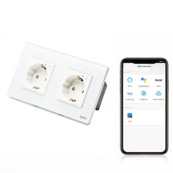Tosyco Priză schuko WIFI dublă cu ramă din sticlă (TOS-C2SKWIFI-W)