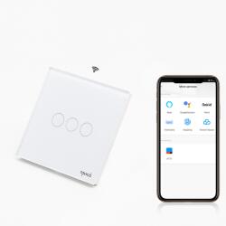 Tosyco Întrerupător triplu WIFI cu touch (tactil) din sticlă [CLONE] [CLONE] (TOS-C3G1WZB-L-W)