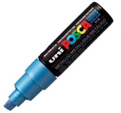 uni Marker pentru desen varf tesit 8.0mm albastru metalizat, UNI Posca PC-8K